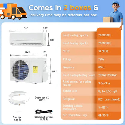 The Aurivo Duo — 12K–36K Ductless Mini Split Heat Pump & AC System