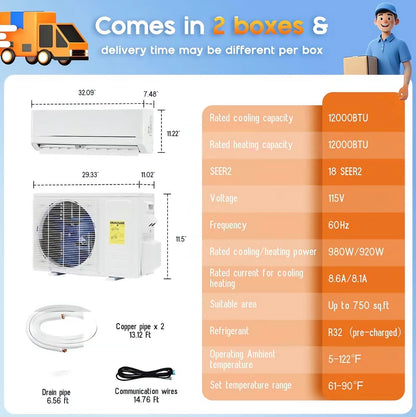 The Aurivo Duo — 12K–36K Ductless Mini Split Heat Pump & AC System